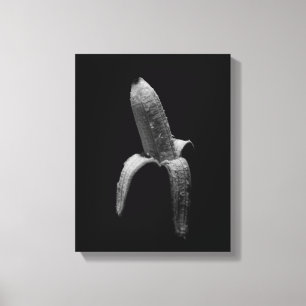 Banana Black en White Canvas Afdruk