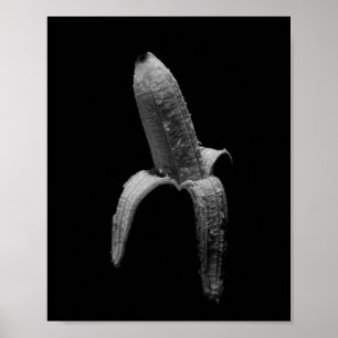 Banana Black en White Poster