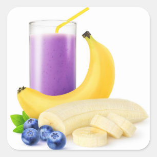 Banana blueberry glans vierkante sticker