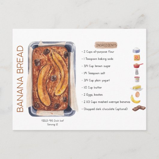 Banana Brood Recipe Briefkaart (Voorkant)