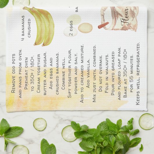 Banana Brood Waterverf Recipe Heirloom Tea Towels Theedoek (Gevouwen)