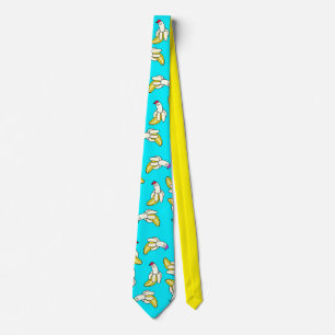 Banana Cartoon Cool Blue Stropdas