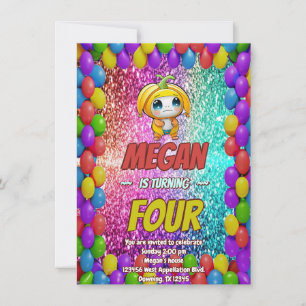 Banana cartoon verjaardagsuitnodiging voor kindere kaart