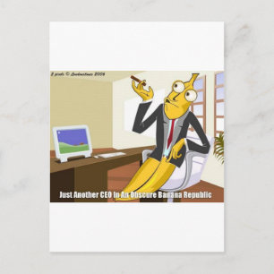 Banana CEO Funny Offbeat Cartoon Collectible Gifts Briefkaart