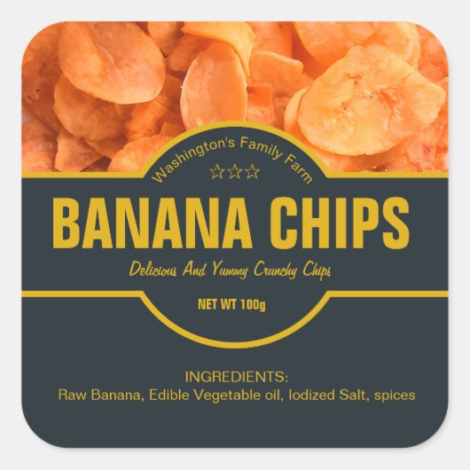 Banana Chips Verpakkingslabel Sticker (Voorkant)