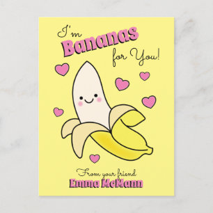 Banana Cute Kinder Valentijnsdag Kawaii Briefkaart