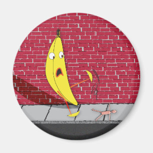 Banana die op een Person Magnet glijdt Magneet