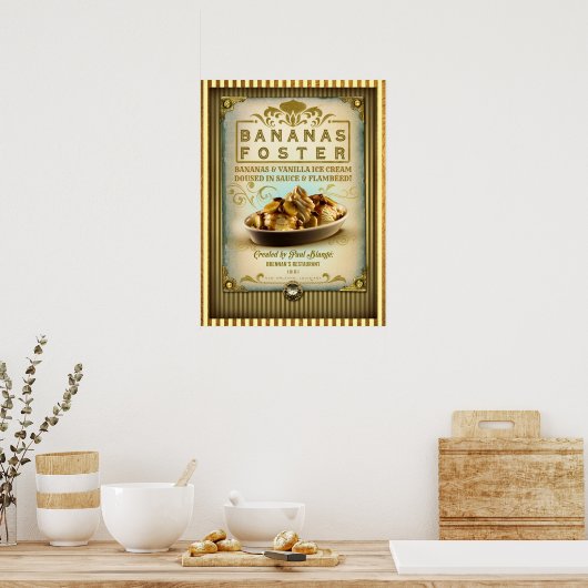  Banana Foster New Orleans Sign Poster (Keuken)