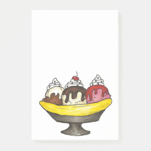 Banana Ice Cream Split Sundae Foodie Post Post-it® Notes