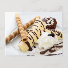 BANANA ICE CREAM WAFFLE DESSERT POSTCROSSING BRIEFKAART