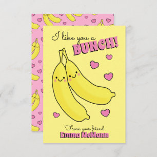 Banana Kids Classroom Valentine Cartes