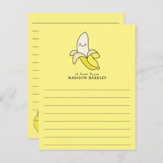Banana Kind Cute Kawaii Flat Briefpapier Cards Bedankkaart (Voorkant / Achterkant)