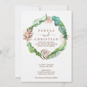 Banana Leaf Wreath Wedding Invitation Kaart (Voorkant)
