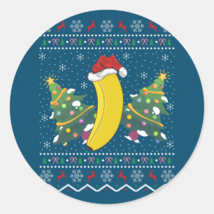 Banana Lover Xmas Gift Ugly Banana Kerstmis Ronde Sticker