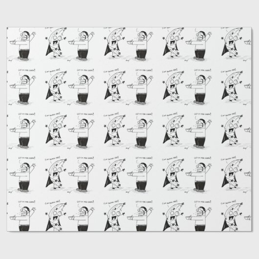 Banana Man Funny Cartoon Wrapping Paper Cadeaupapier (Vlak)