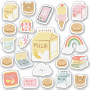 Banana Milk & Sweet Cookies Sticker Pack Assorti