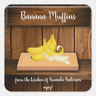 Banana Muffins SQ Productlabel Vierkante Sticker