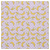 Banana Paarse Polka Dot Pattern Stof (Swatch)