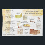 Banana Pain Aquarelle Recette Heirloom Serviettes<br><div class="desc">Pour un cadeau unique, faites un lot de bonté directement à partir d'une des recettes précieuses de grand-mère, et cadeau avec une serviette de thé héritée imprimée avec la même recette. Transformez les recettes manuscrites de votre mère, de votre grand-mère ou de vos tantes en serviettes de thé magnifiques et...</div>