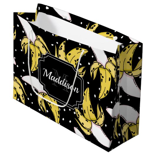 Banana Pattern Groot Cadeauzakje (Voorkant Gekanteld)
