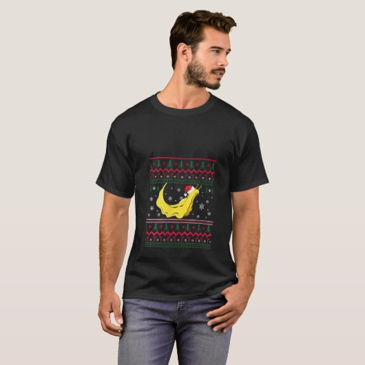 Banana Slug Santa Claus Ugly Kerstpattern Hol T-shirt (Voorkant volledig)