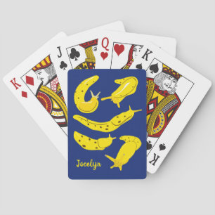 Banana Slugs Yellow en Royal Blue, op maat gesnede Pokerkaarten