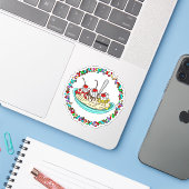 Banana Split and Sprinkles Border Sticker (Laptop met iPhone)