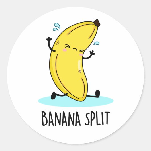 Banana Split Funny Dancing Banana Pun Ronde Sticker (Voorkant)