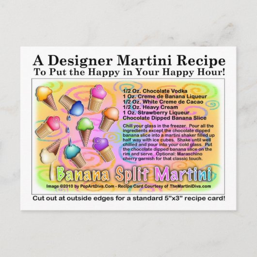 Banana Split Ice Cream Martini Recipe Kaart (Voorkant)