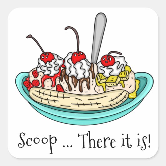 Banana Split Ice Cream Pun Vierkante Sticker (Voorkant)