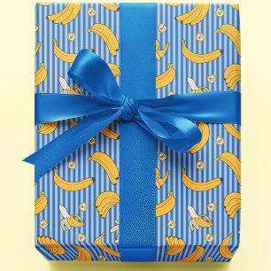 Banana Stripe Vector Pattern   Klassiek blauw Cadeaupapier