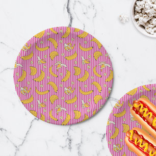 Banana Stripe Vector Pattern Magenta Papieren Bordje