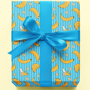 Banana Stripe Vector Pattern Turquoise Blue Cadeaupapier