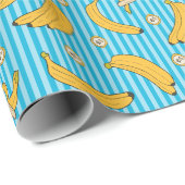 Banana Stripe Vector Pattern | Turquoise Blue Cadeaupapier (Rol Hoek)