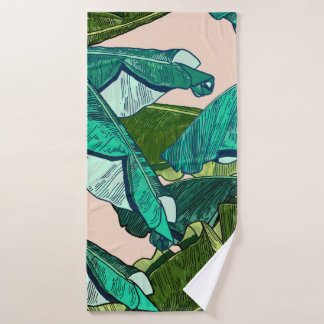 Banana tropical Leaves seamless Pattern Badhanddoek