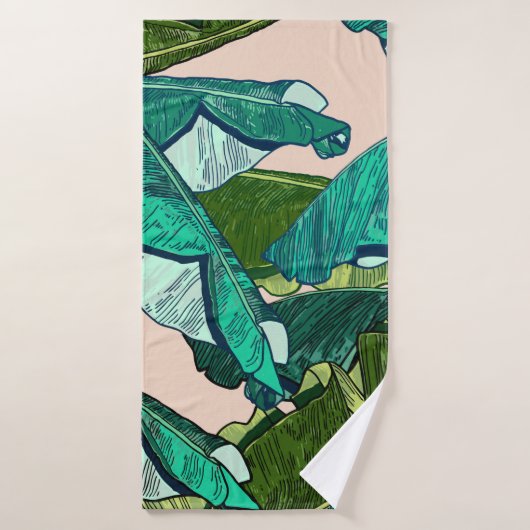 Banana tropical Leaves seamless Pattern Badhanddoek (Badhanddoek)