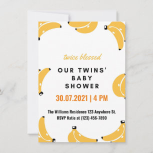 Banana twins baby shower uitnodiging
