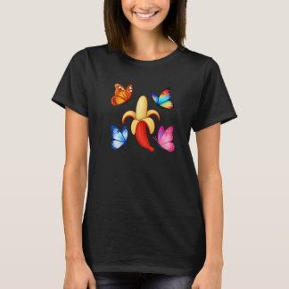 Banana with Colorful Butterflies T-shirt