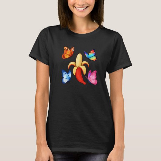 Banana with Colorful Butterflies T-shirt (Voorkant)
