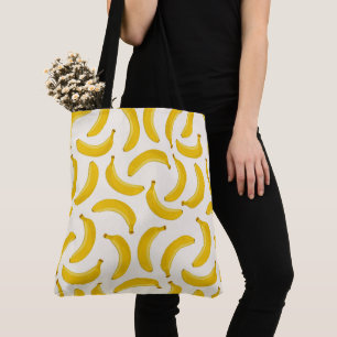 Bananas Tropical Fruit Print, geel en wit Draagtas