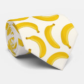 Bananas Tropical Fruit Print, geel en wit Stropdas (Opgerold)