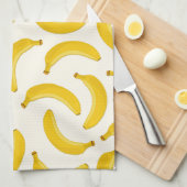 Bananas Tropical Fruit Print, geel en wit Theedoek (Quarter Fold)