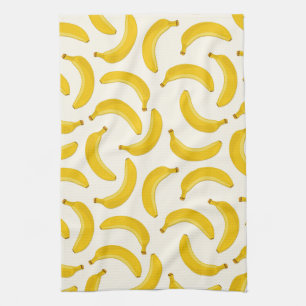 Bananas Tropical Fruit Print, geel en wit Theedoek