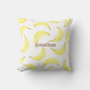 Bananas Yellow Simple Name Fruit Typography Kussen