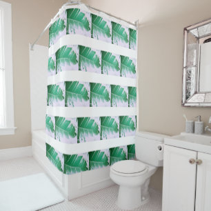 Banane sauvage verte Feuille rideau de douche