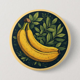 Bananen, Bladeren en een Donkere Cirkel Ronde Button 7,6 Cm