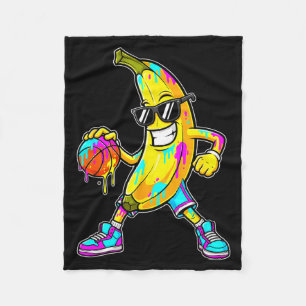 Bananen grappig basketbal druppel kinderen jeugd j fleece deken