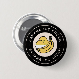 Bananen ijs smaak retro vintage zwart ronde button 5,7 cm