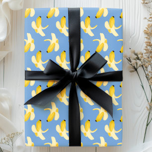 Bananen op Blauwe Fruit Patroon Cadeaupapier