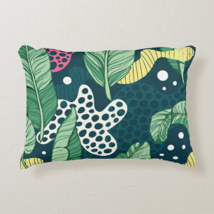 Bananenbladeren abstract, trendy kleuren accent kussen